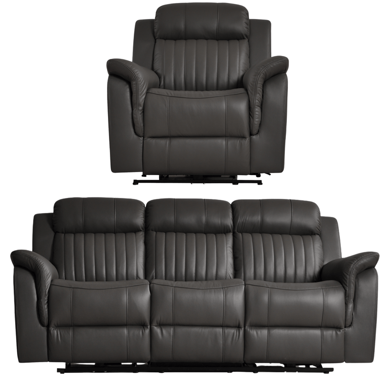 Cidliano Genuine Leather Grey Electric Power Recliner 3+1 Seater Sofa Set - Furniture Instore