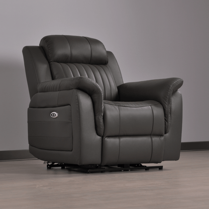 Cidliano Genuine Leather Grey Electric Power Recliner 3+1+1 Seater Sofa Set - Furniture Instore