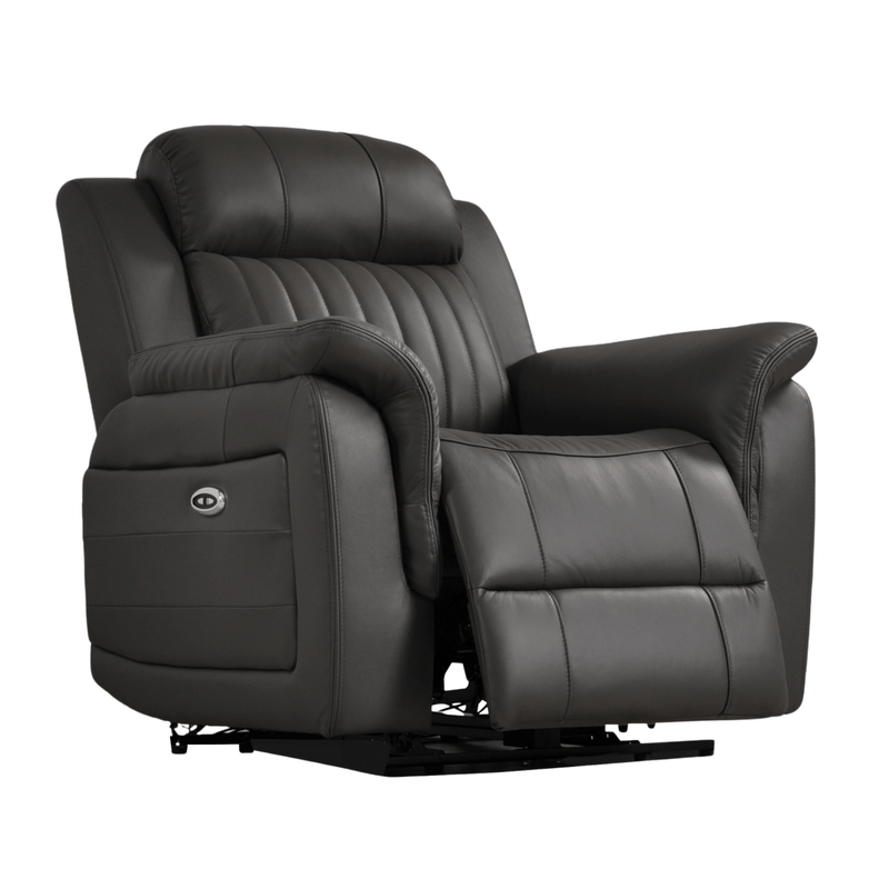 Cidliano Genuine Leather Grey Electric Power Recliner 3+1+1 Seater Sofa Set - Furniture Instore