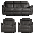 Cidliano Genuine Leather Grey Electric Recliner 3+1+1 Seater Sofa Set