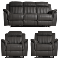 Cidliano Genuine Leather Grey Electric Power Recliner 3+1+1 Seater Sofa Set