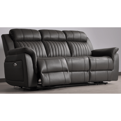 Cidliano Genuine Leather Grey Electric Power Recliner 3+1+1 Seater Sofa Set - Furniture Instore