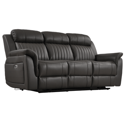 Cidliano Genuine Leather Grey Electric Power Recliner 3+2 Seater Sofa Set - Furniture Instore