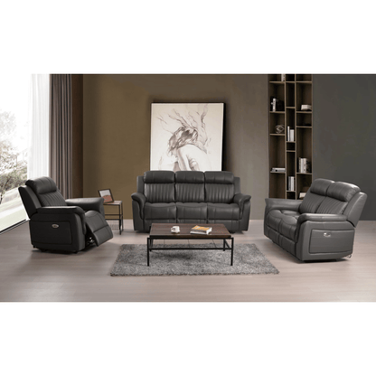 Cidliano Genuine Leather Grey Electric Power Recliner 3+2+1 Seater Sofa Set - Furniture Instore