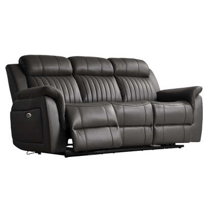 Cidliano Genuine Leather Grey Electric Power Recliner 3+2+1 Seater Sofa Set - Furniture Instore