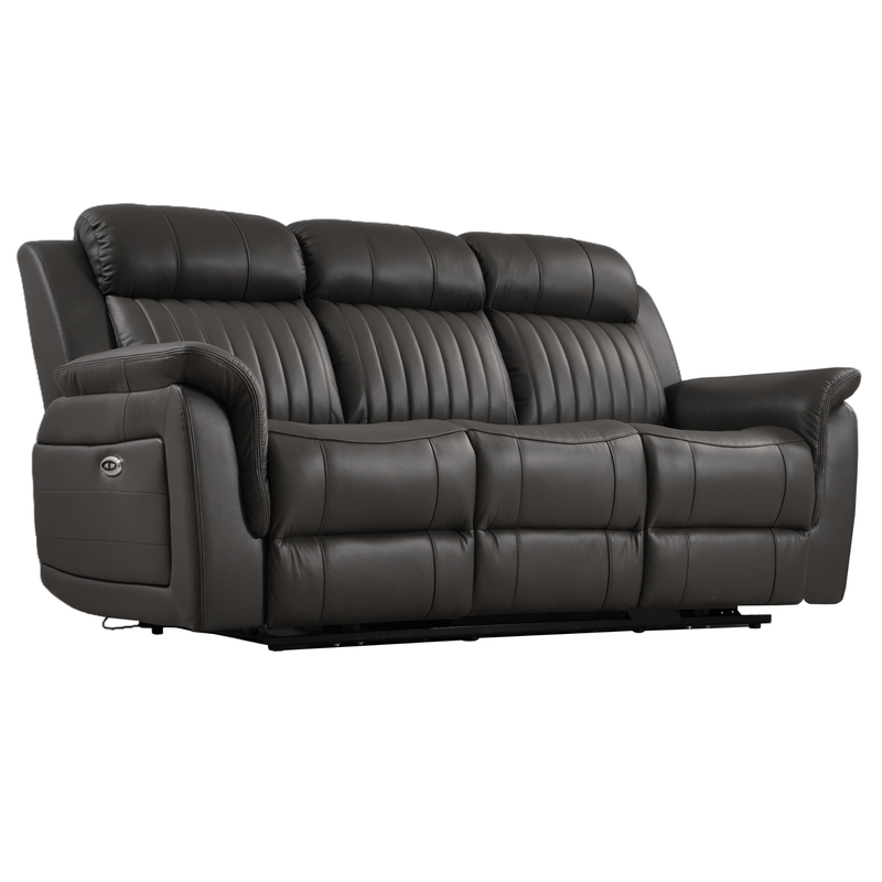 Cidliano Genuine Leather Grey Electric Power Recliner 3+2+1 Seater Sofa Set - Furniture Instore