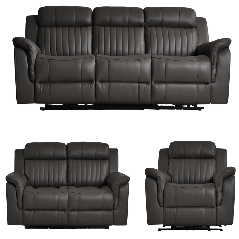 Cidliano Genuine Leather Grey Electric Power Recliner 3+2+1 Seater Sofa Set - Furniture Instore
