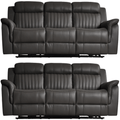 Cidliano Genuine Leather Grey Electric Recliner 3+3 Seater Sofa Set