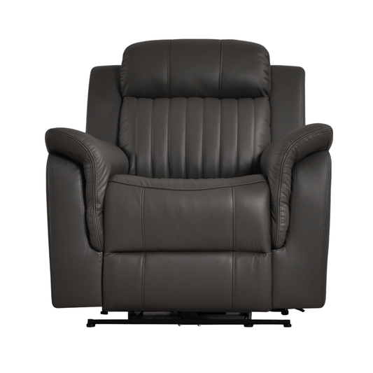 Cidliano grey armchair front-facing on a white background, showcasing its modern design and fabric upholstery.