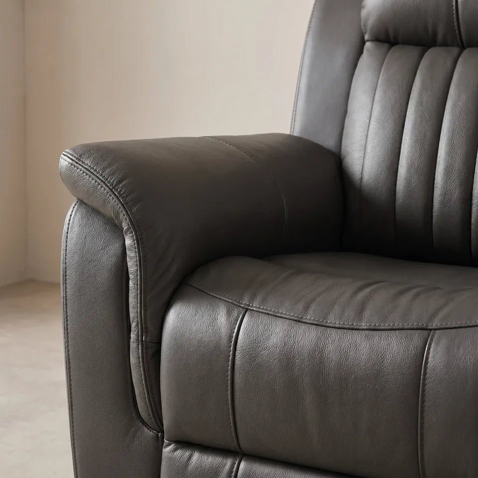 Cidliano Genuine Leather Grey Electric Recliner 2+1+1 Seater Sofa Set