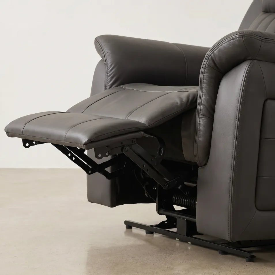 Cidliano Genuine Leather Grey Electric Recliner Armchair - Furniture Instore