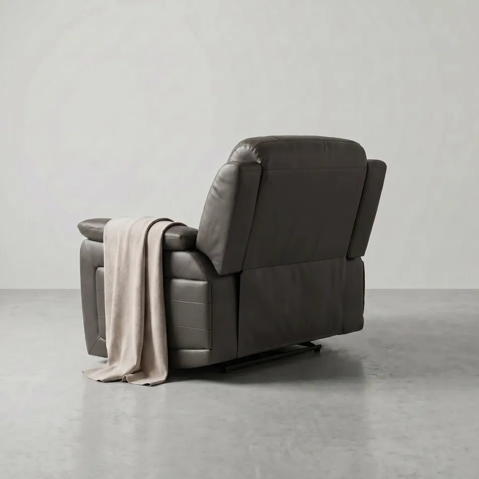 Cidliano Genuine Leather Grey Electric Recliner Armchair - Furniture Instore
