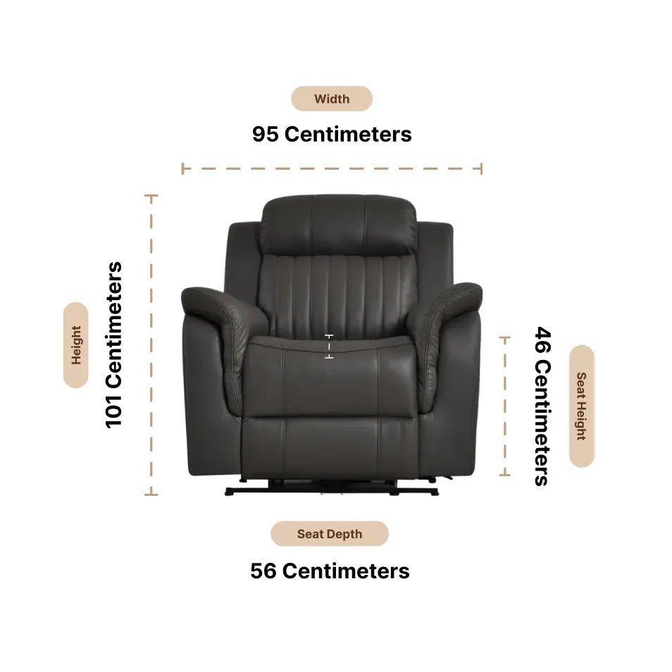 Cidliano Genuine Leather Grey Electric Recliner Armchair - Furniture Instore