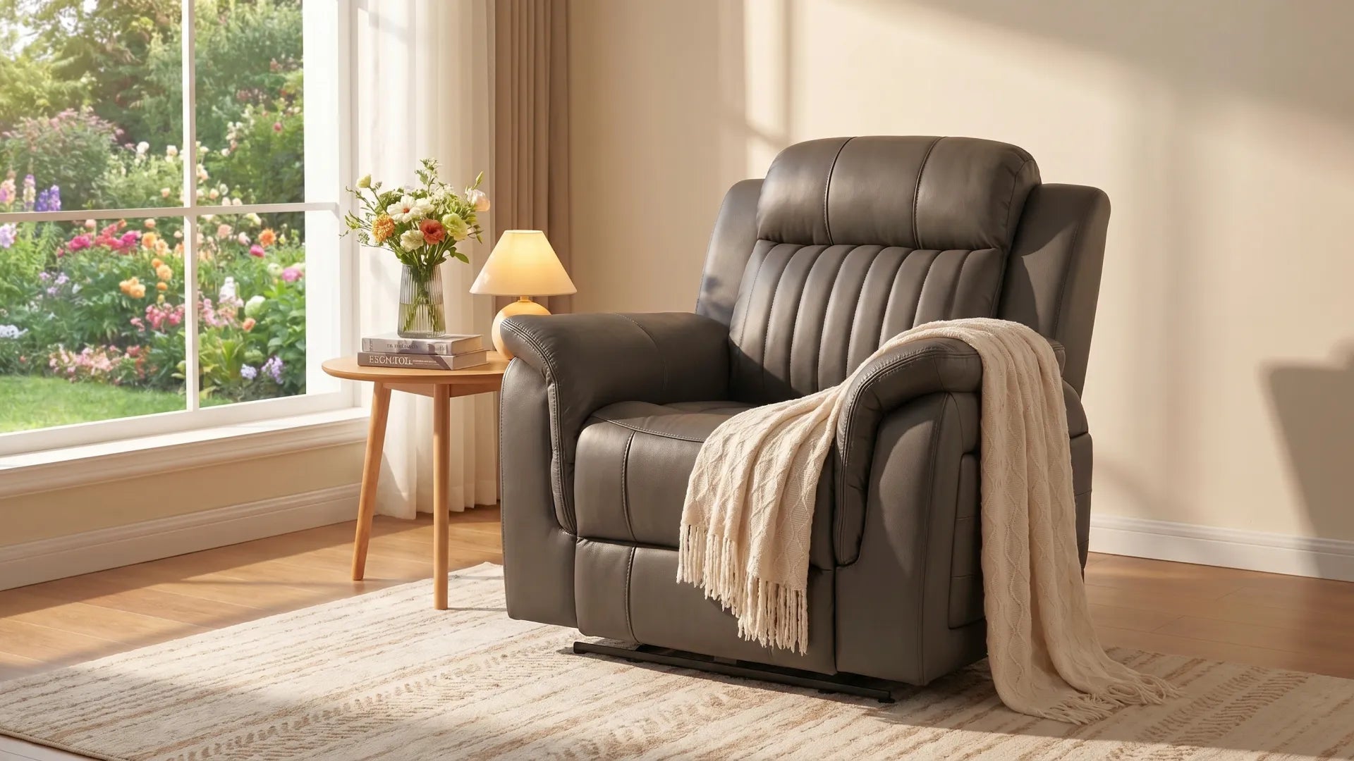 Cidliano Genuine Leather Grey Electric Recliner Armchair - Furniture Instore