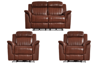 Cidliano Genuine Leather Tan Electric Power Recliner 2+1+1 Seater Sofa Set