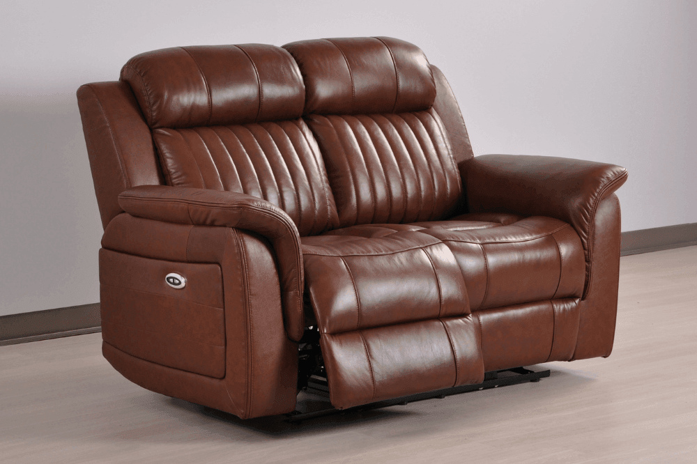 Cidliano Genuine Leather Tan Electric Power Recliner 2+1+1 Seater Sofa Set