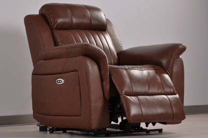 Cidliano Genuine Leather Tan Electric Power Recliner 2+1+1 Seater Sofa Set