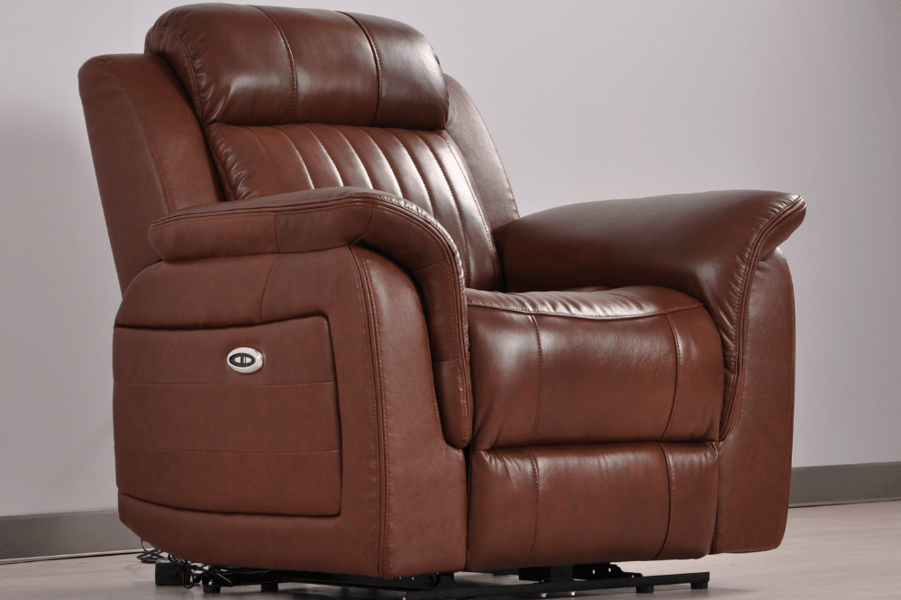 Cidliano Genuine Leather Tan Electric Power Recliner 2+1+1 Seater Sofa Set