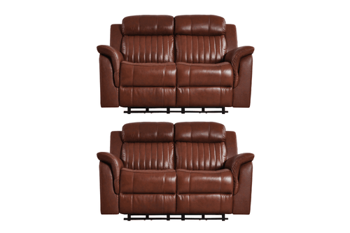 Cidliano Genuine Leather Tan Electric Power Recliner 2+2 Seater Sofa Set