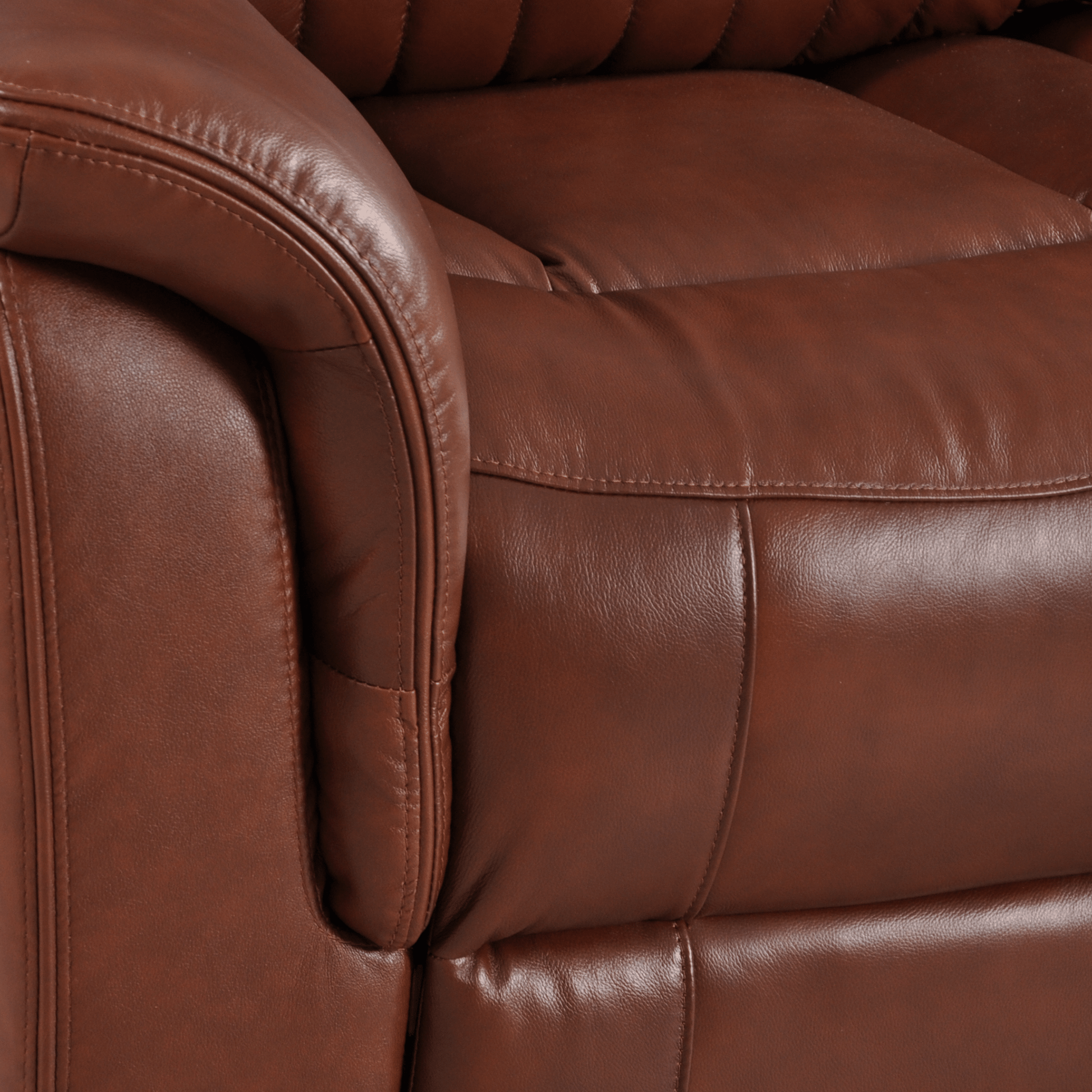 Close-up of Cidliano 2-Seater Tan Sofa showing detailed fabric texture and stitching in a modern room setting