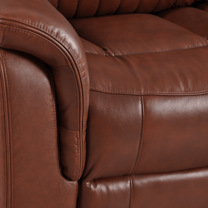 Close-up of Cidliano 2-Seater Tan Sofa showing detailed fabric texture and stitching in a modern room setting