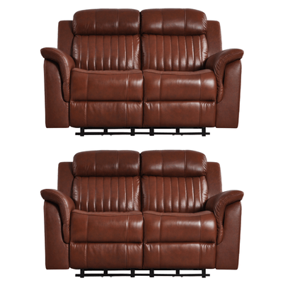Cidliano Genuine Leather Tan Electric Power Recliner 2+2 Seater Sofa Set