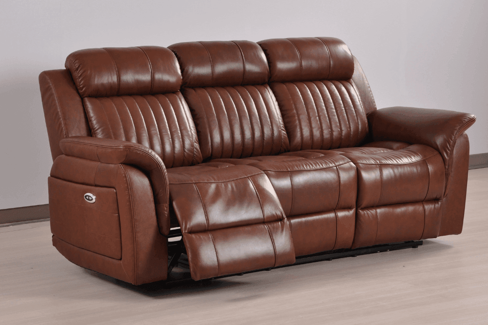 Cidliano Genuine Leather Tan Electric Power Recliner 3+1+1 Seater Sofa Set