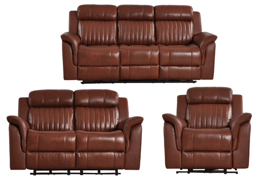 Cidliano Genuine Leather Tan Electric Power Recliner 3+2+1 Seater Sofa Set