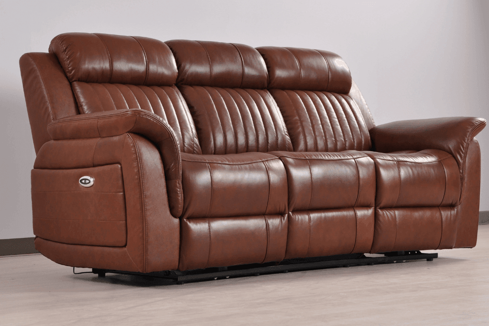 Cidliano Genuine Leather Tan Electric Power Recliner 3+2+1 Seater Sofa Set