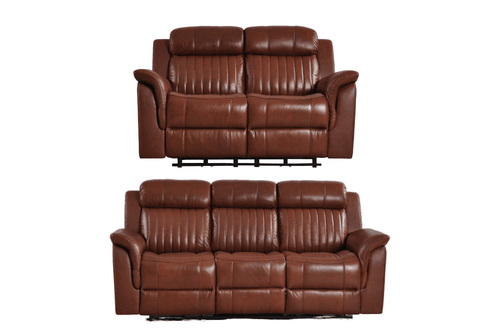 Cidliano Genuine Leather Tan Electric Power Recliner 3+2  Seater Sofa Set