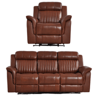 Cidliano Genuine Leather Tan Electric Power Recliner 3+1 Seater Sofa Set