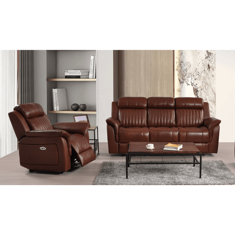 Cidliano 3-Seater and 1-Seater Tan Sofa Set in a modern room with neutral décor and soft natural lighting