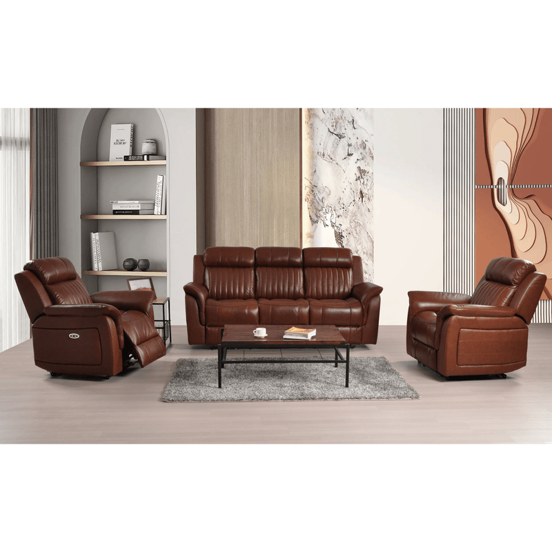 Cidliano 3+1+1 Tan Sofa Set in a stylish room setting with neutral décor and soft natural lighting