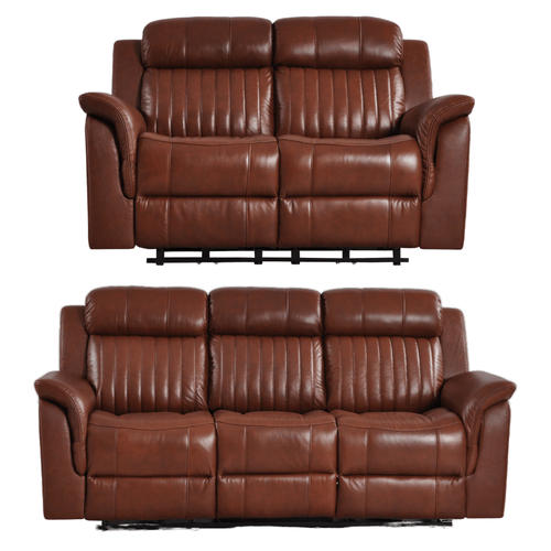 Cidliano Genuine Leather Tan Electric Power Recliner 3+2  Seater Sofa Set