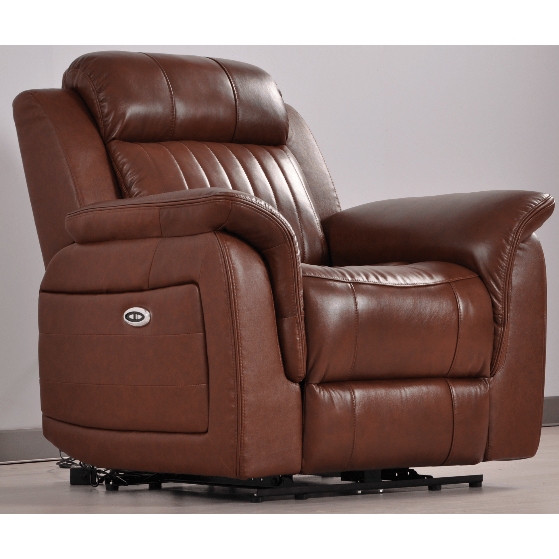 Cidliano Tan Armchair front facing in a modern room setting with neutral décor and soft ambient lighting