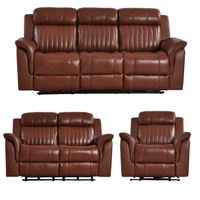 Cidliano Genuine Leather Tan Electric Power Recliner 3+2+1 Seater Sofa Set