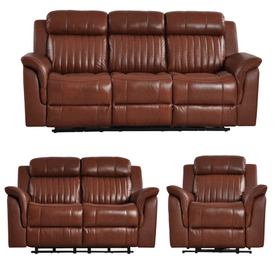 Cidliano Genuine Leather Tan Electric Power Recliner 3+2+1 Seater Sofa Set