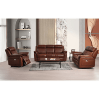Cidliano Tan 3+2+1 Combo – front-facing tan three-seater, two-seater sofa, and armchair in a modern living room setting.