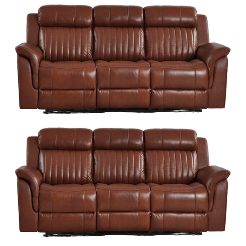 Cidliano Genuine Leather Tan Electric Power Recliner 3+3 Seater Sofa Set