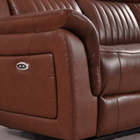 Close-up of Cidliano 3-Seater Tan Sofa showing detailed fabric texture and stitching in a cozy room setting