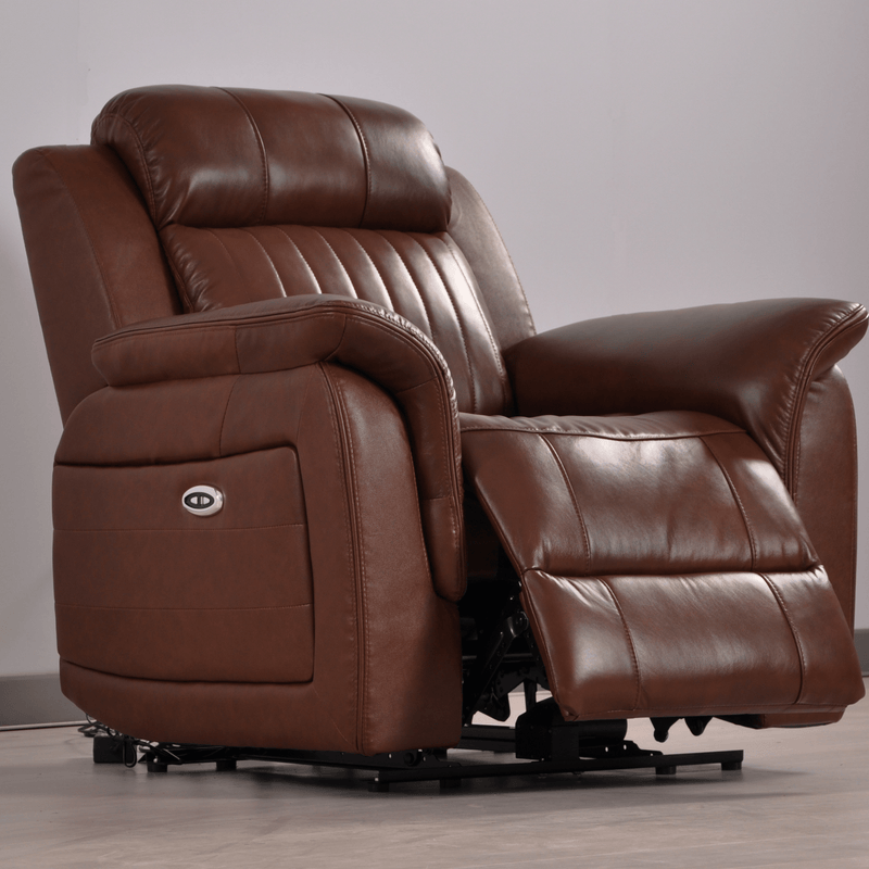 Cidliano tan armchair angled view in stylish room setting with warm lighting and modern decor.