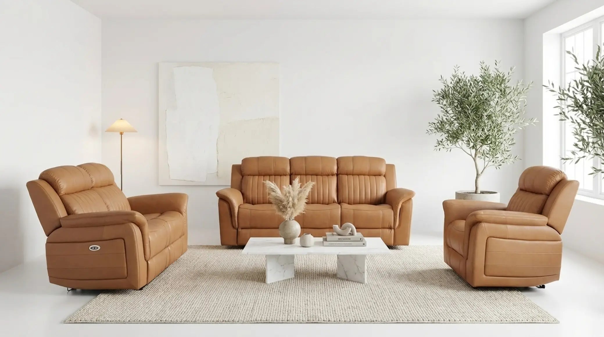 Cidliano caramel 1+1+3 seater sofa set