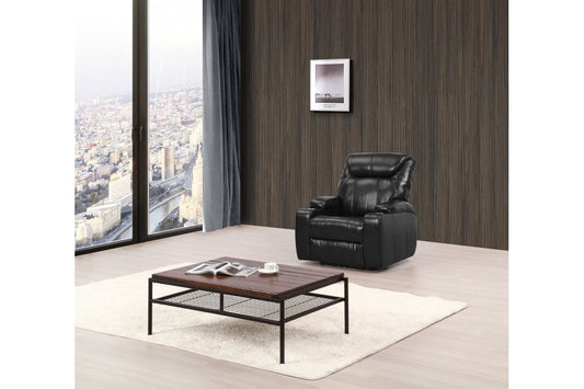 Cinema Black Electric 3+2+1 Seater Leather Recliner Sofa Set With Two Cup Holders - Furniture Instore