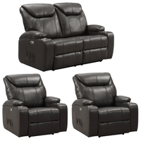 Cinema Grey Electric 2+1+1 Leather Recliner Sofa With Two Cup Holders
