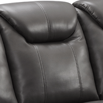 Close-up of a dark brown leather recliner chair