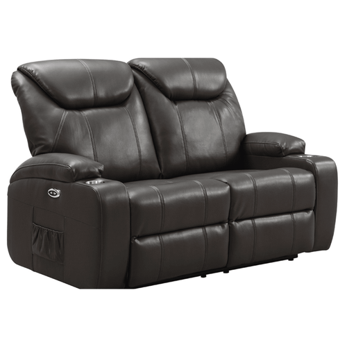 Cinema Grey Electric 2 Seater Leather Recliner Sofa With Two Cup Holders