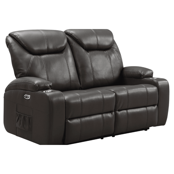 Cinema Grey Electric 2 Seater Leather Recliner Sofa With Two Cup Holders