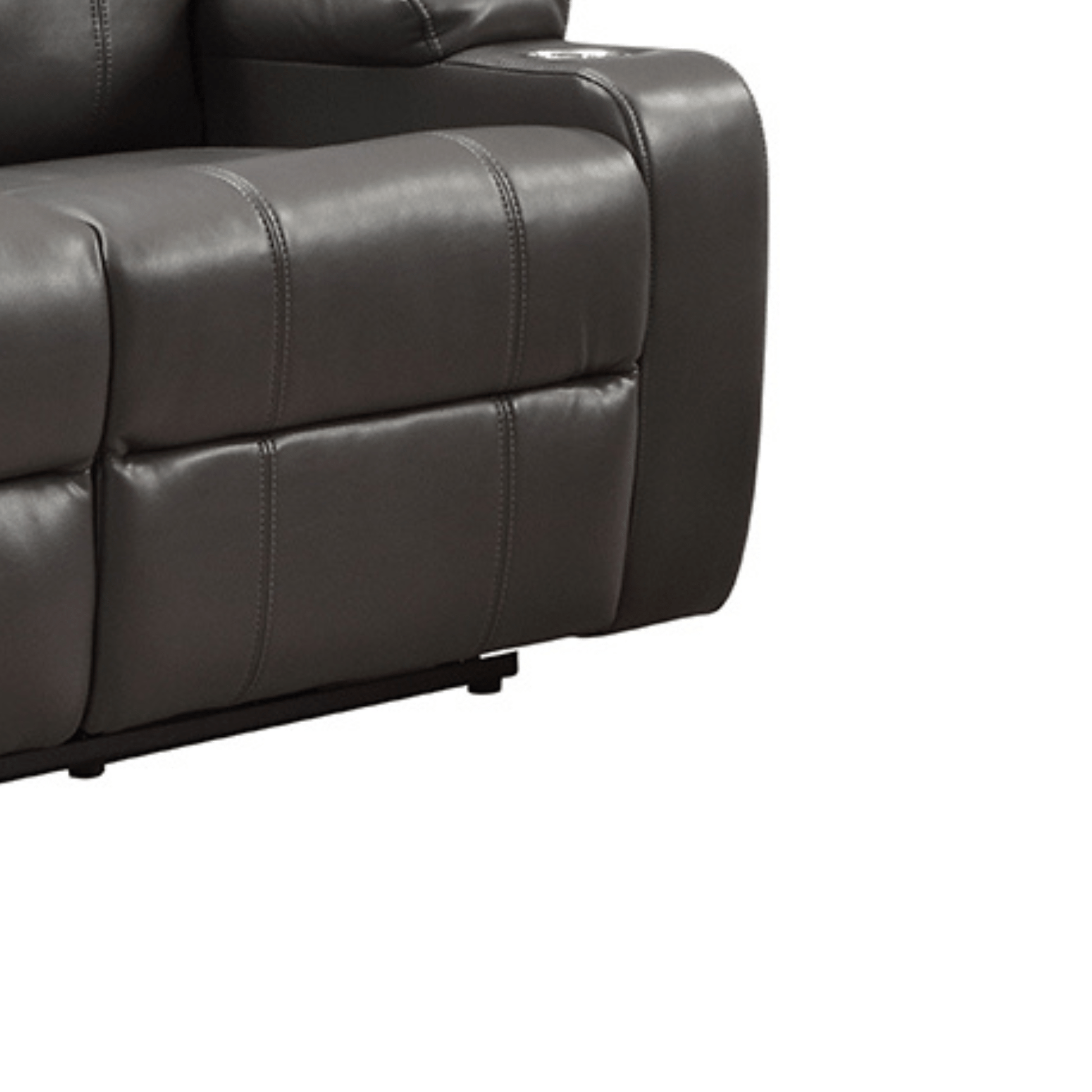 Gray leather recliner sofa on a white background