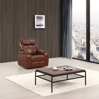 Cinema Tan Electric Leather 3+1+1 Seater Recliner Sofa Set With Two Cup Holders - Furniture Instore