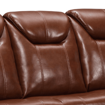 Close-up of a brown leather sofa